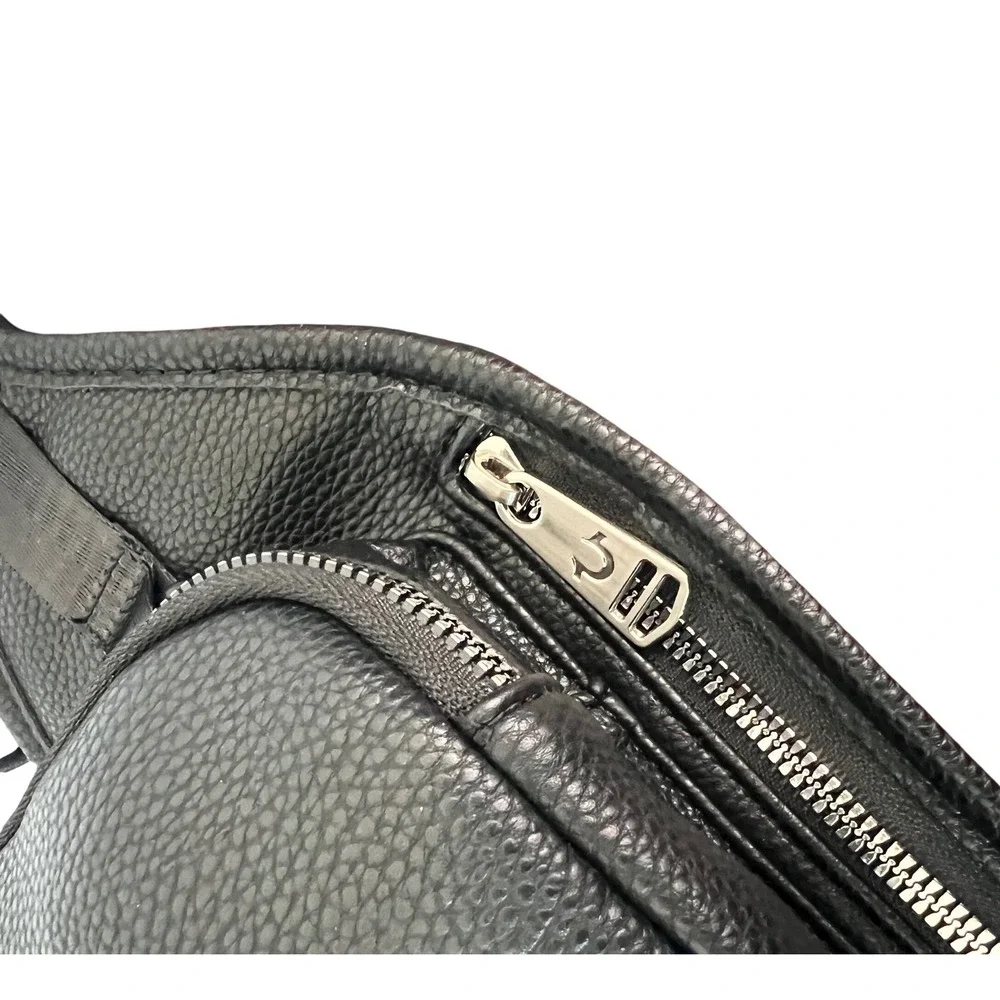 NWT True Religion Stone Black Pebbled Faux Leather Sling Crossbody Bag